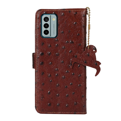 For Nokia G22 4G Ostrich Pattern Genuine Leather RFID Phone Case(Coffee) - Nokia Cases by buy2fix | Online Shopping UK | buy2fix