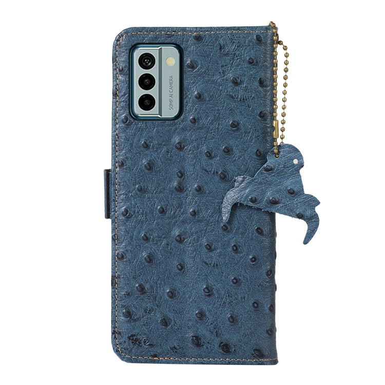 For Nokia G22 4G Ostrich Pattern Genuine Leather RFID Phone Case(Blue) - Nokia Cases by buy2fix | Online Shopping UK | buy2fix