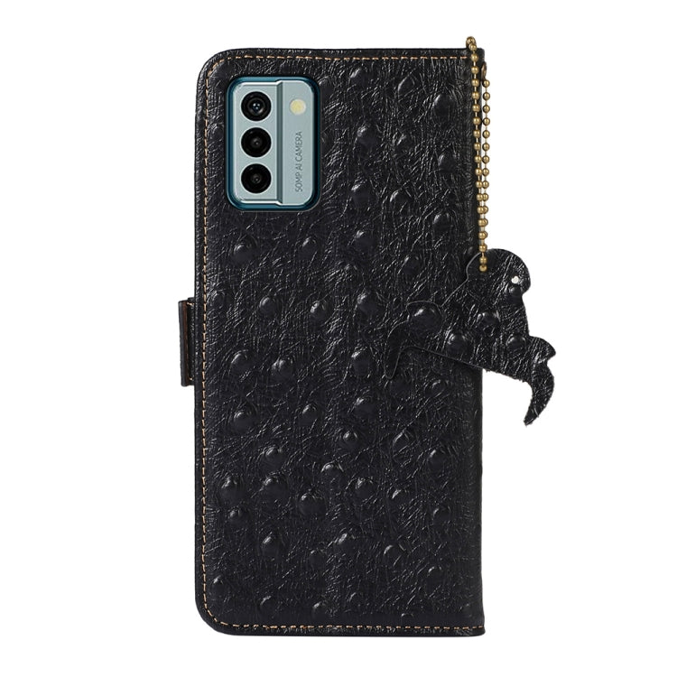 For Nokia G22 4G Ostrich Pattern Genuine Leather RFID Phone Case(Black) - Nokia Cases by buy2fix | Online Shopping UK | buy2fix
