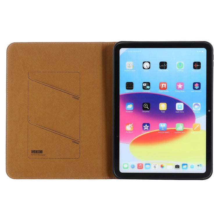 For iPad 10th Gen 10.9 2022 GEBEI Silk Texture Flip Tablet Leather Case(Brown) - iPad 10th Gen 10.9 Cases by GEBEI | Online Shopping UK | buy2fix