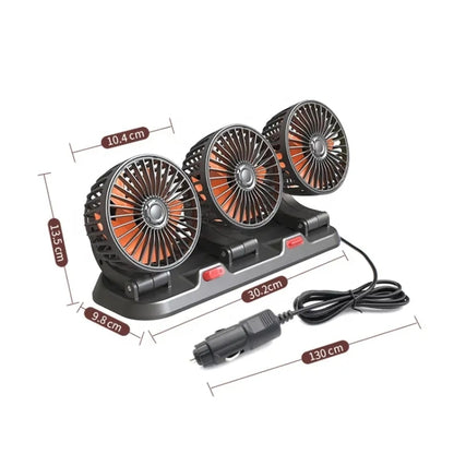 F4310 360-Degree Rotating Adjustable Car Three-Head Fan, Style:5V USB Universal - In Car by buy2fix | Online Shopping UK | buy2fix