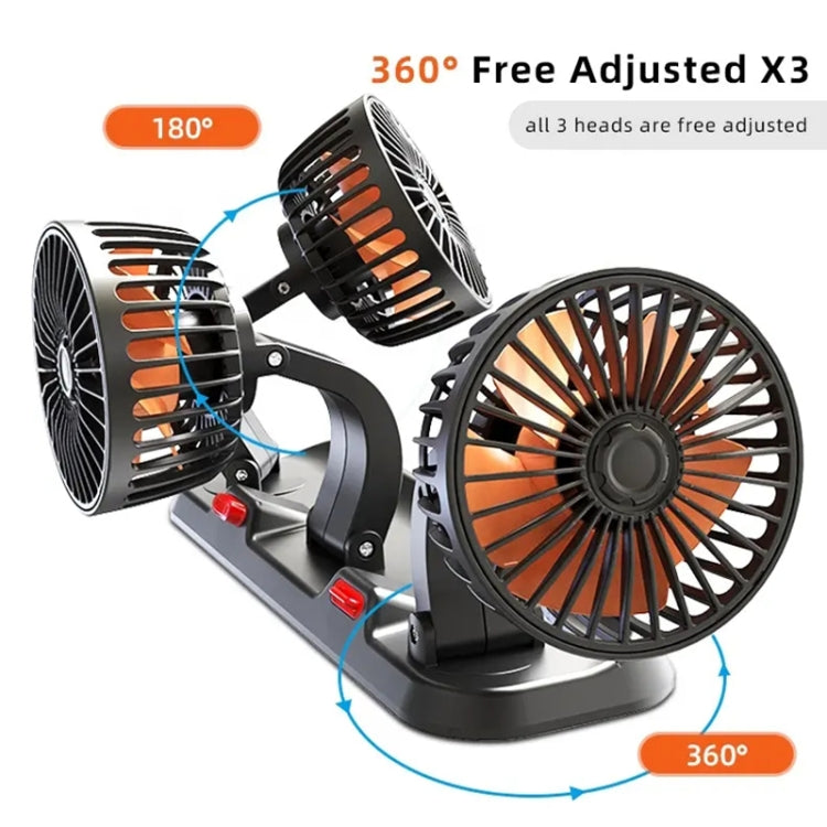 F4310 360-Degree Rotating Adjustable Car Three-Head Fan, Style:5V USB Universal - In Car by buy2fix | Online Shopping UK | buy2fix