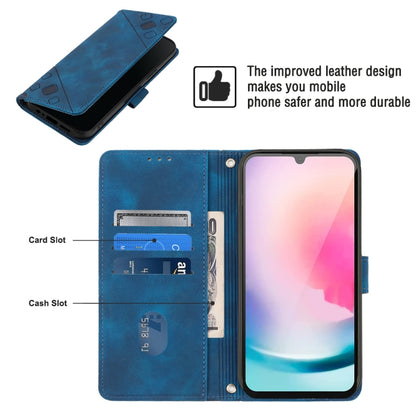 For Samsung Galaxy A24 4G Skin-feel Embossed Leather Phone Case(Blue) - Galaxy Phone Cases by buy2fix | Online Shopping UK | buy2fix