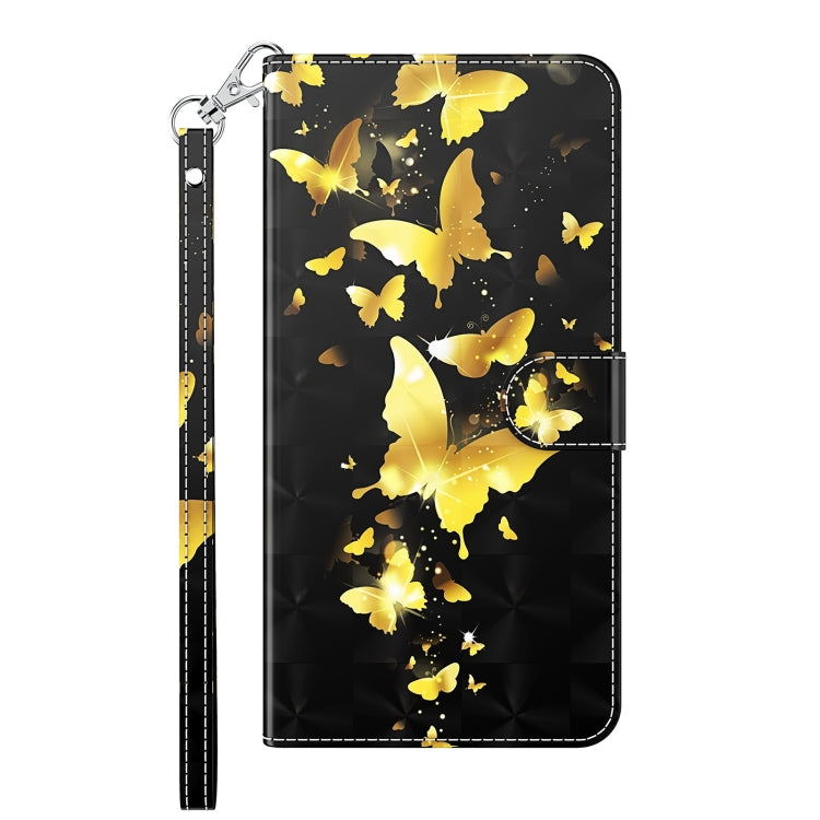 For Xiaomi Redmi Note 12 4G Global 3D Painting Pattern Flip Leather Phone Case(Gold Butterfly) - Note 12 Cases by buy2fix | Online Shopping UK | buy2fix