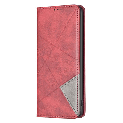 For Nokia C32 Rhombus Texture Magnetic Leather Phone Case(Red) - Nokia Cases by buy2fix | Online Shopping UK | buy2fix