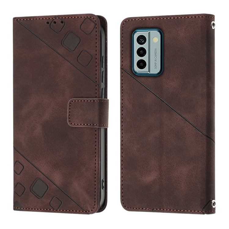 For Nokia G22 Skin-feel Embossed Leather Phone Case(Brown) - Nokia Cases by buy2fix | Online Shopping UK | buy2fix