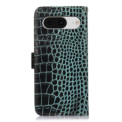 For Google Pixel 8 Crocodile Top Layer Cowhide Leather Phone Case(Green) - Google Cases by buy2fix | Online Shopping UK | buy2fix