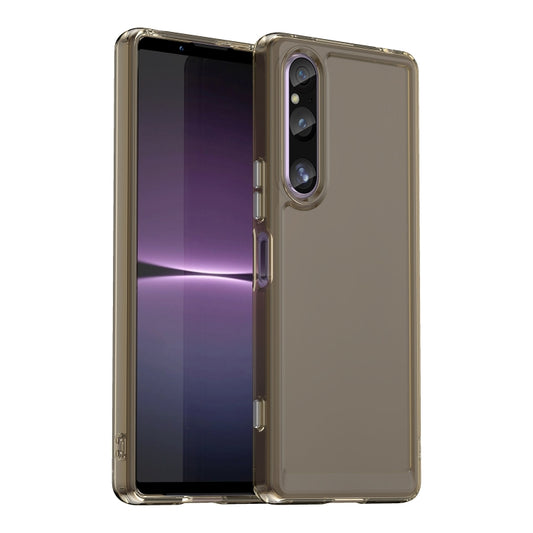 For Sony Xperia 1 V Candy Series TPU Phone Case(Transparent Grey) - Sony Cases by buy2fix | Online Shopping UK | buy2fix