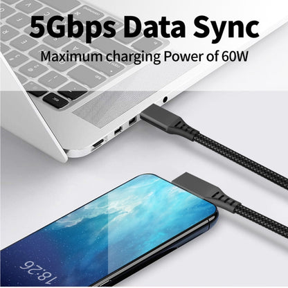 5m USB-C / Type-C to USB-C / Type-C Elbow 5Gbps 60W USB3.1 Gen1 Fast Charging Data-sync Cable(Black) -  by buy2fix | Online Shopping UK | buy2fix