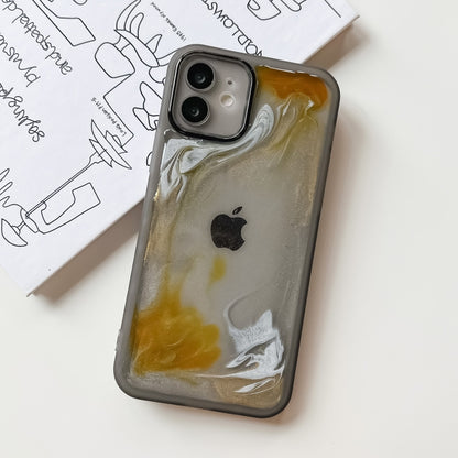 For iPhone 12 Oil Painting Electroplating TPU Phone Case(Grey) - iPhone 12 / 12 Pro Cases by buy2fix | Online Shopping UK | buy2fix