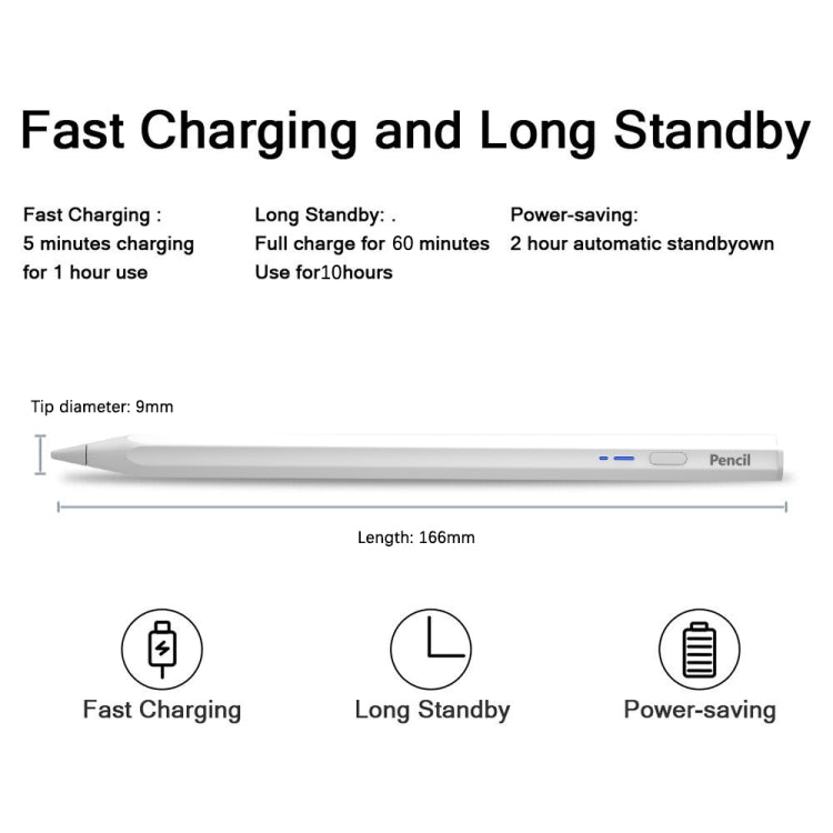 BP18-BL Type-C Universal Hexagonal Bluetooth Stylus Pen(White) - Stylus Pen by buy2fix | Online Shopping UK | buy2fix