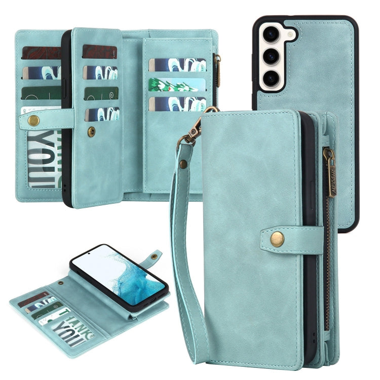 For Samsung Galaxy A52 4G/5G Zipper Wallet Detachable MagSafe Leather Phone Case(Blue) - Galaxy Phone Cases by buy2fix | Online Shopping UK | buy2fix