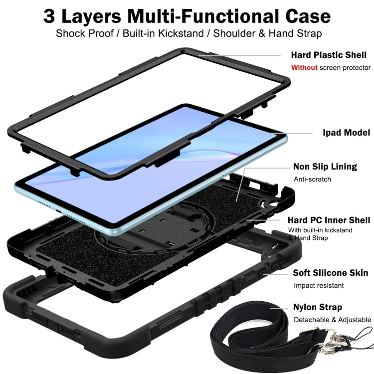 For Huawei MatePad SE 10.4 360 Degree Rotation PC Contrast Silicone Tablet Case(Black) - For Huawei by buy2fix | Online Shopping UK | buy2fix