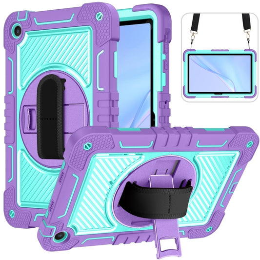 For Huawei MatePad SE 10.4 360 Degree Rotation PC Contrast Silicone Tablet Case(Purple + Mint Green) - For Huawei by buy2fix | Online Shopping UK | buy2fix