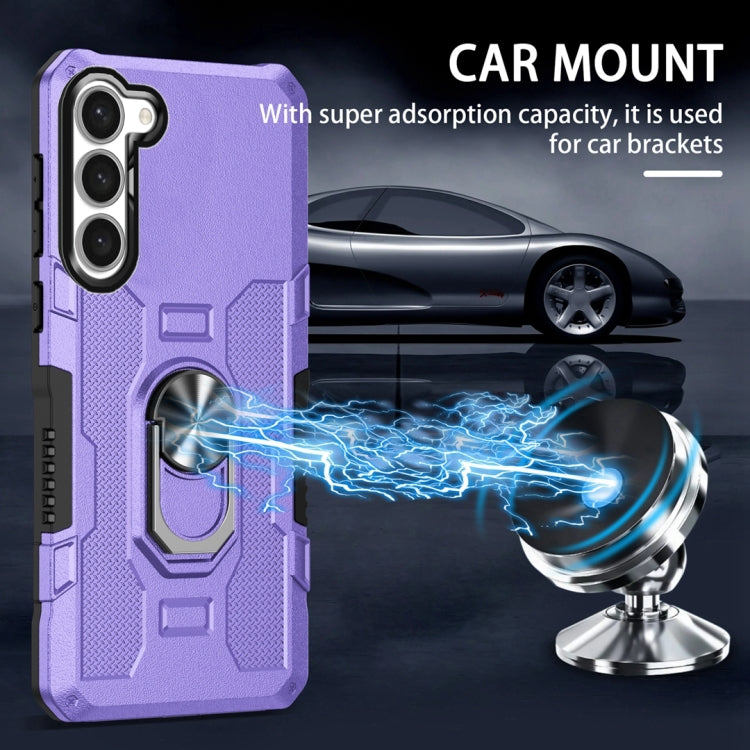For Samsung Galaxy S23 5G Ring Holder Armor Hybrid Phone Case(Purple) - Galaxy Phone Cases by buy2fix | Online Shopping UK | buy2fix