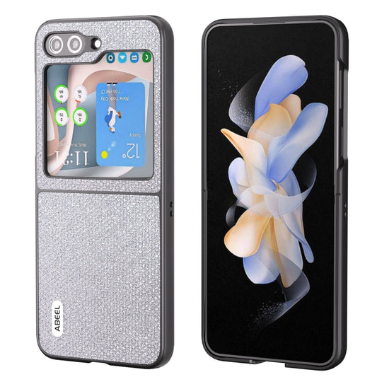 For Samsung Galaxy Z Flip5 ABEEL Diamond Series Black Edge Phone Case(Silver) - Galaxy Phone Cases by buy2fix | Online Shopping UK | buy2fix