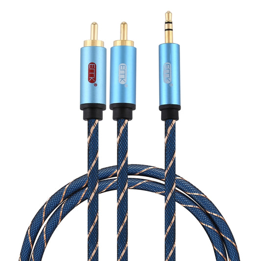 EMK 3.5mm Jack Male to 2 x RCA Male Gold Plated Connector Speaker Audio Cable, Cable Length:1m(Dark Blue) - Audio Optical Cables by EMK | Online Shopping UK | buy2fix