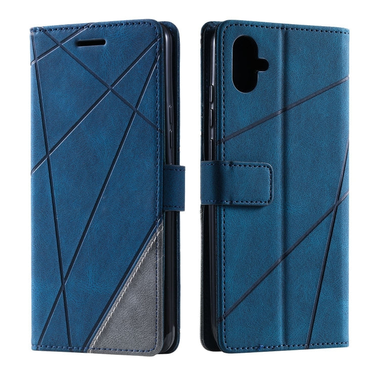 For Samsung Galaxy A04e /F04 Skin Feel Splicing Horizontal Flip Leather Phone Case(Blue) - Galaxy Phone Cases by buy2fix | Online Shopping UK | buy2fix