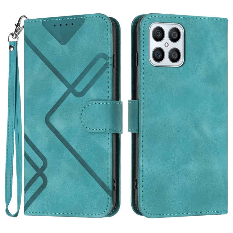 For Honor X8 4G/X30i/Play6T Pro Line Pattern Skin Feel Leather Phone Case(Light Blue) - Honor Cases by buy2fix | Online Shopping UK | buy2fix