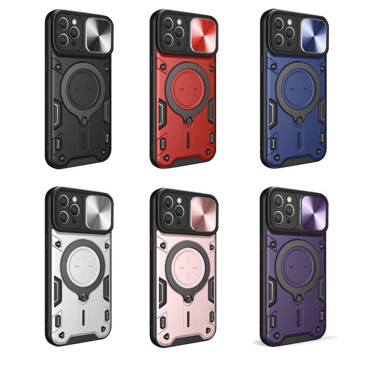 For iPhone 11 Pro Max CD Texture Sliding Camshield Magnetic Holder Phone Case(Purple) - iPhone 11 Pro Max Cases by buy2fix | Online Shopping UK | buy2fix