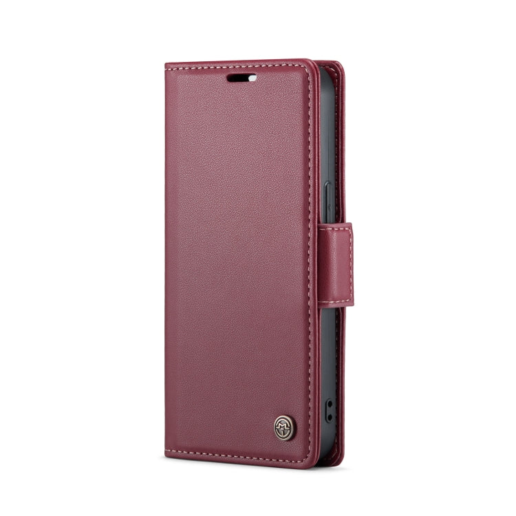 For iPhone 14 Plus CaseMe 023 Butterfly Buckle Litchi Texture RFID Anti-theft Leather Phone Case(Wine Red) - iPhone 14 Plus Cases by CaseMe | Online Shopping UK | buy2fix