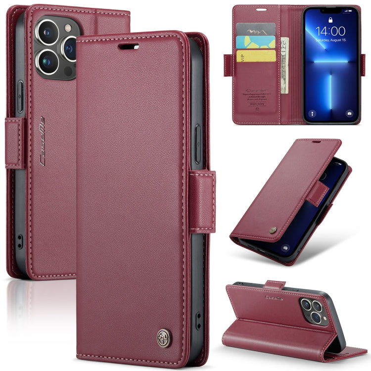 For iPhone 13 Pro Max CaseMe 023 Butterfly Buckle Litchi Texture RFID Anti-theft Leather Phone Case(Wine Red) - iPhone 13 Pro Max Cases by CaseMe | Online Shopping UK | buy2fix