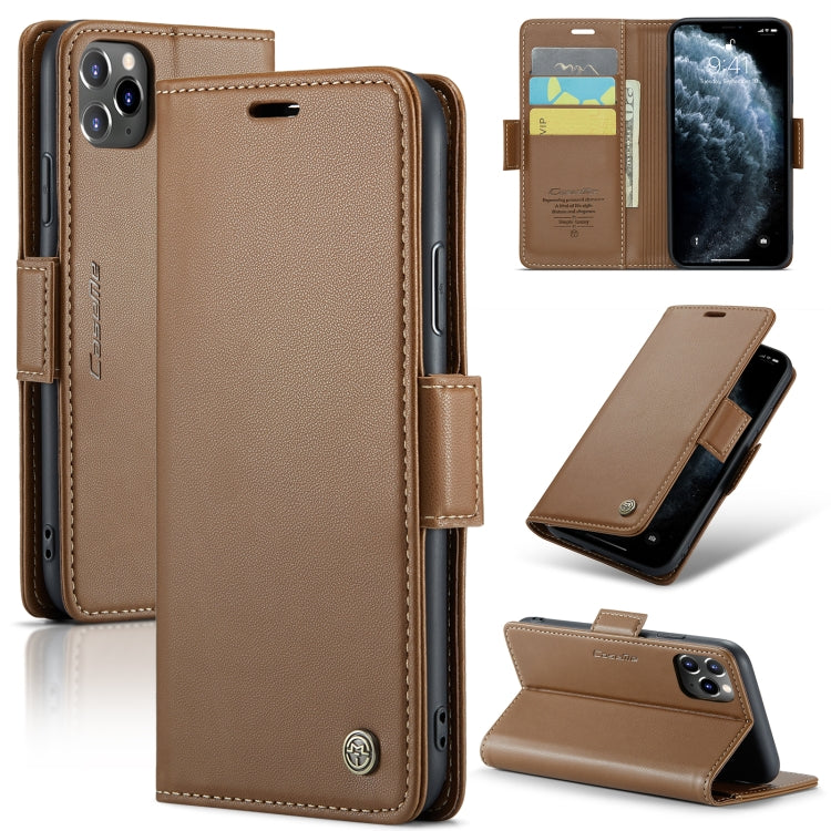 For iPhone 11 Pro CaseMe 023 Butterfly Buckle Litchi Texture RFID Anti-theft Leather Phone Case(Brown) - iPhone 11 Pro Cases by CaseMe | Online Shopping UK | buy2fix