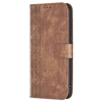 For Xiaomi 12 Pro Plaid Embossed Leather Phone Case(Brown) - 12 Pro Cases by buy2fix | Online Shopping UK | buy2fix