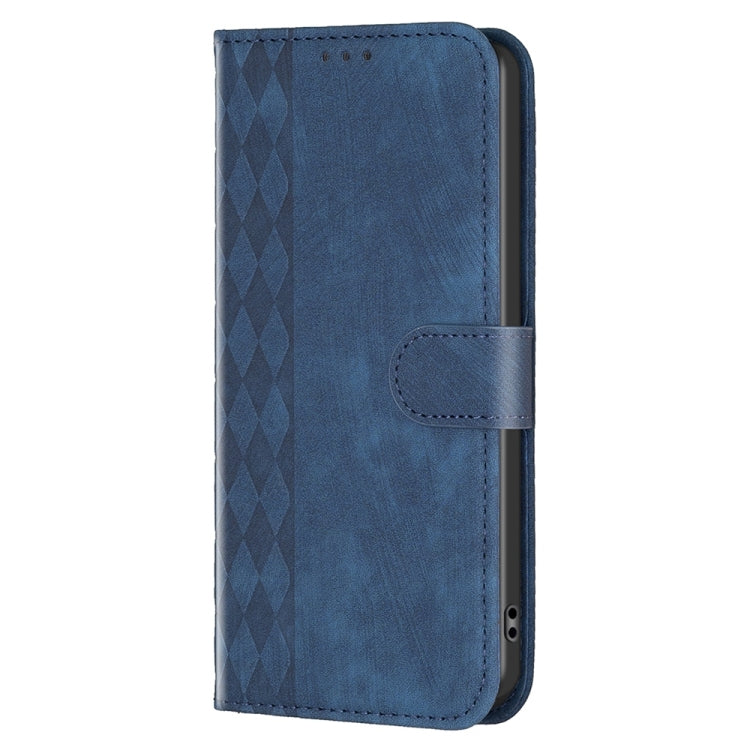 For Xiaomi Redmi Note 12 4G Global Plaid Embossed Leather Phone Case(Blue) - Note 12 Cases by buy2fix | Online Shopping UK | buy2fix