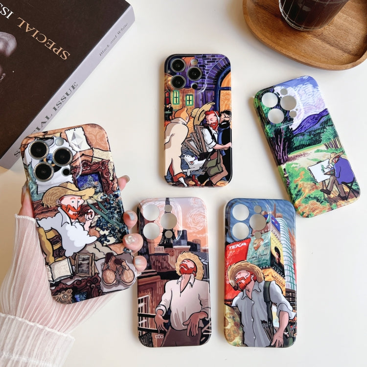 For iPhone 14 Pro Precise Hole Oil Painting Pattern PC Phone Case(Edifice) - iPhone 14 Pro Cases by buy2fix | Online Shopping UK | buy2fix