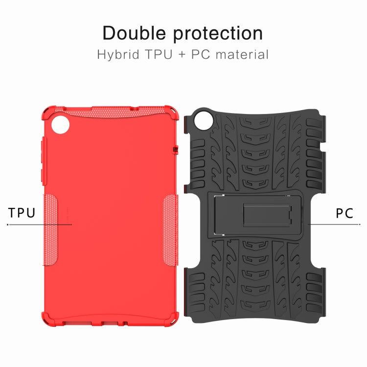 For Lenovo Tab M8 4th Gen Tire Texture TPU + PC Tablet Case with Holder(Red) - For Lenovo by buy2fix | Online Shopping UK | buy2fix