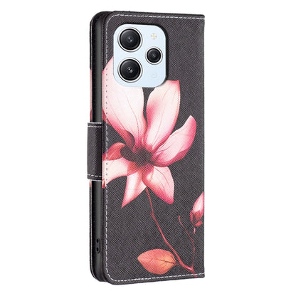 For Xiaomi Redmi 12 4G Colored Drawing Pattern Leather Phone Case(Lotus) - Xiaomi Cases by buy2fix | Online Shopping UK | buy2fix