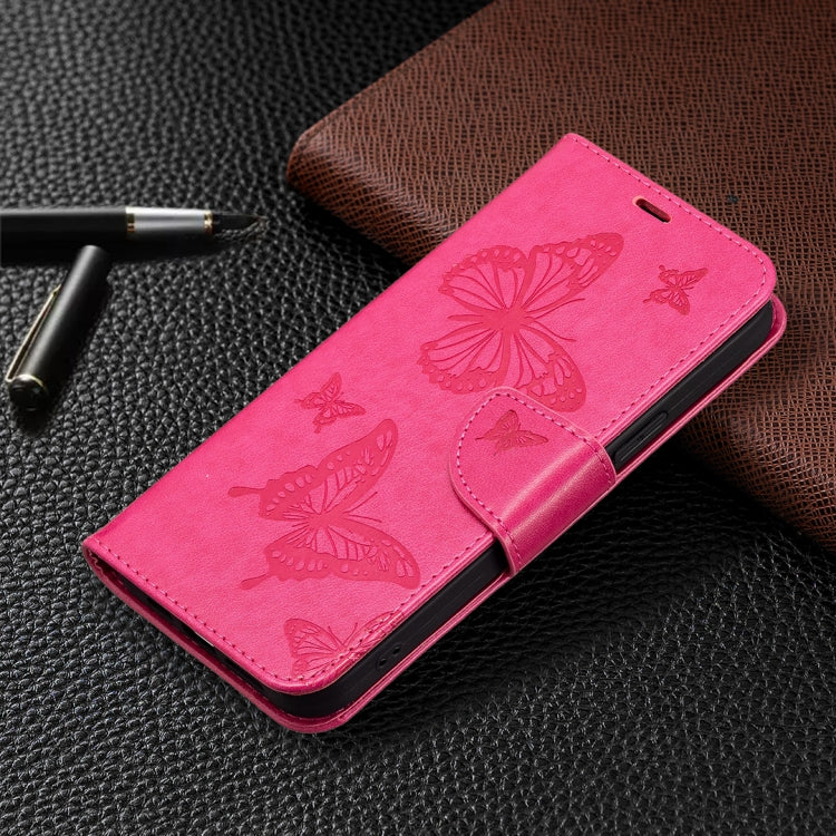 For Xiaomi Poco F5 5G / Redmi Note 12 Turbo Two Butterflies Embossing Leather Phone Case(Rose Red) - Xiaomi Cases by buy2fix | Online Shopping UK | buy2fix