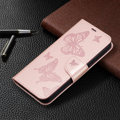 For Xiaomi Redmi 12 4G Two Butterflies Embossing Leather Phone Case(Rose Gold) - Xiaomi Cases by buy2fix | Online Shopping UK | buy2fix