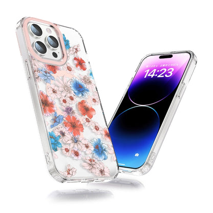 For iPhone 12 Pro MagSafe Magnetic TPU Phone Case(White Blue Flower) - iPhone 12 / 12 Pro Cases by buy2fix | Online Shopping UK | buy2fix