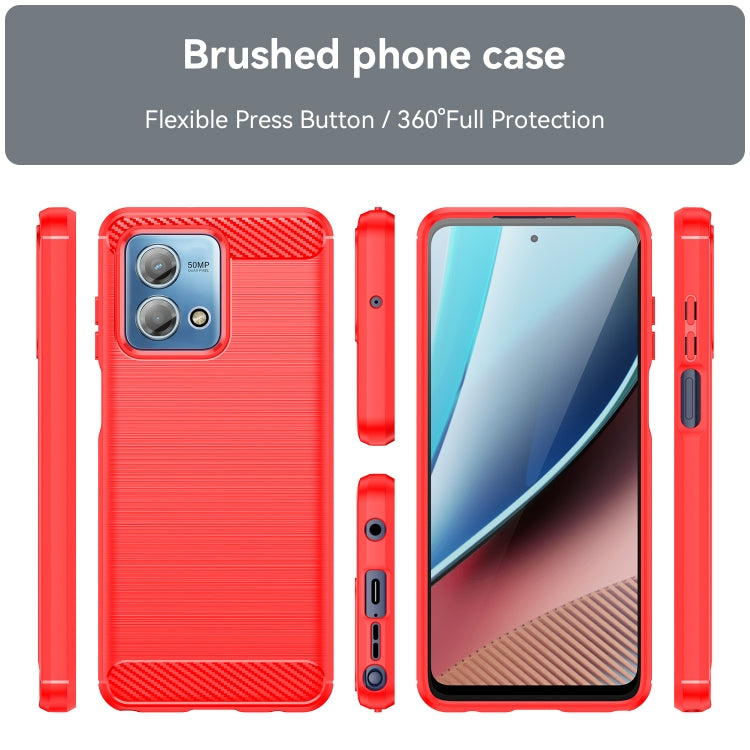 For Motorola Moto G Stylus 2023 4G Brushed Texture Carbon Fiber TPU Phone Case(Red) - Motorola Cases by buy2fix | Online Shopping UK | buy2fix