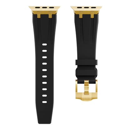AP Silicone Watch Band For Apple Watch 8 45mm(Gold Black) - Watch Bands by buy2fix | Online Shopping UK | buy2fix