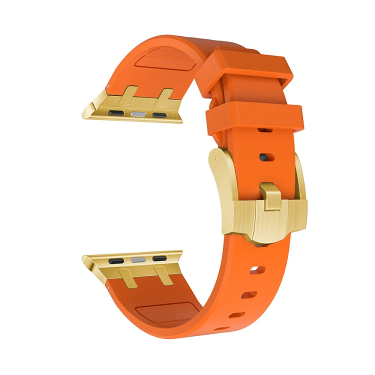 AP Silicone Watch Band For Apple Watch 8 45mm(Gold Orange) - Watch Bands by buy2fix | Online Shopping UK | buy2fix