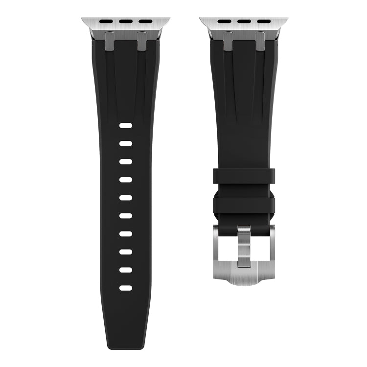 AP Silicone Watch Band For Apple Watch 4 40mm(Silver Black) - Watch Bands by buy2fix | Online Shopping UK | buy2fix