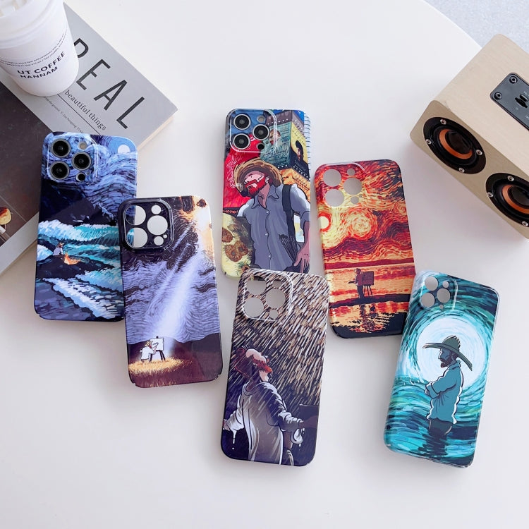 For iPhone 13 Pro Precise Hole Oil Painting Pattern PC Phone Case(Rain) - iPhone 13 Pro Cases by buy2fix | Online Shopping UK | buy2fix