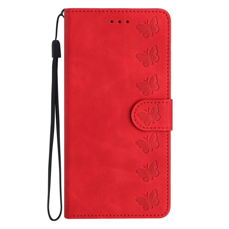 For Xiaomi Redmi Note 12 Pro 5G Global Seven Butterflies Embossed Leather Phone Case(Red) - Note 12 Pro Cases by buy2fix | Online Shopping UK | buy2fix