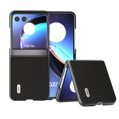 For Motorola Razr 40 Ultra ABEEL Carbon Fiber Texture Protective Phone Case(Black) - Motorola Cases by buy2fix | Online Shopping UK | buy2fix