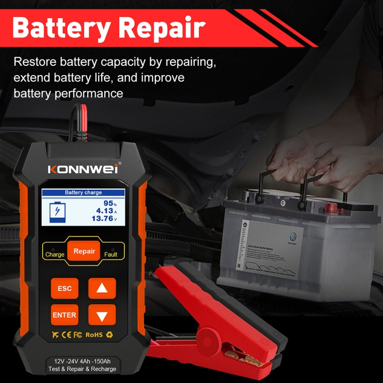 KONNWEI KW520 12V / 24V 3 in 1 Car Battery Tester with Detection & Repair & Charging Function(UK Plug) - Code Readers & Scan Tools by KONNWEI | Online Shopping UK | buy2fix