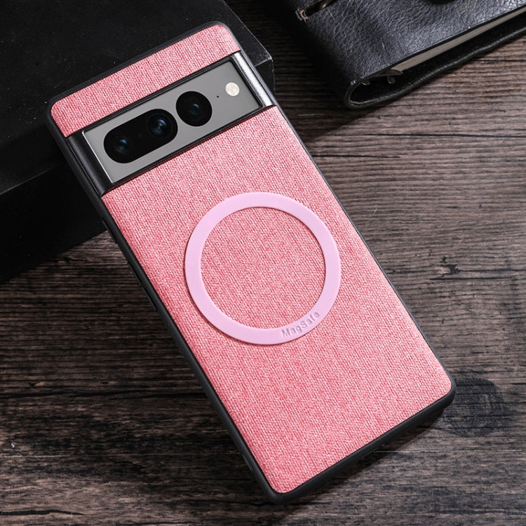 For Google Pixel 8 Magsafe Magnetic Ring Cloth Texture Phone Case(Pink) - Google Cases by buy2fix | Online Shopping UK | buy2fix