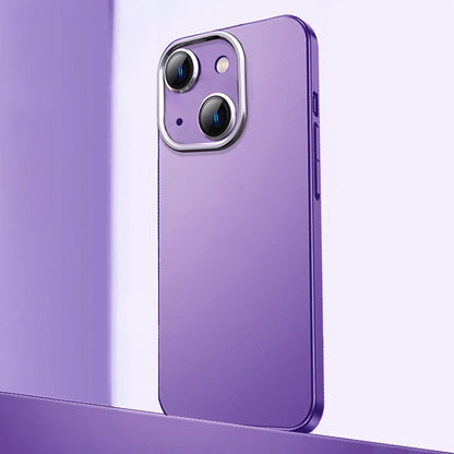 For iPhone 14 Frosted Metal Material Phone Case with Lens Protection(Purple) - iPhone 14 Cases by buy2fix | Online Shopping UK | buy2fix