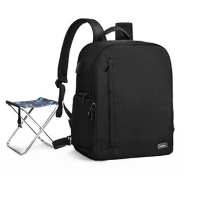 CADeN D6 VII Camera Backpack Shoulders Nylon Camera Lens Bag with Folding Chair, Size:41.5 x 31.5 x 16.5m(Black) - Backpack by CADeN | Online Shopping UK | buy2fix