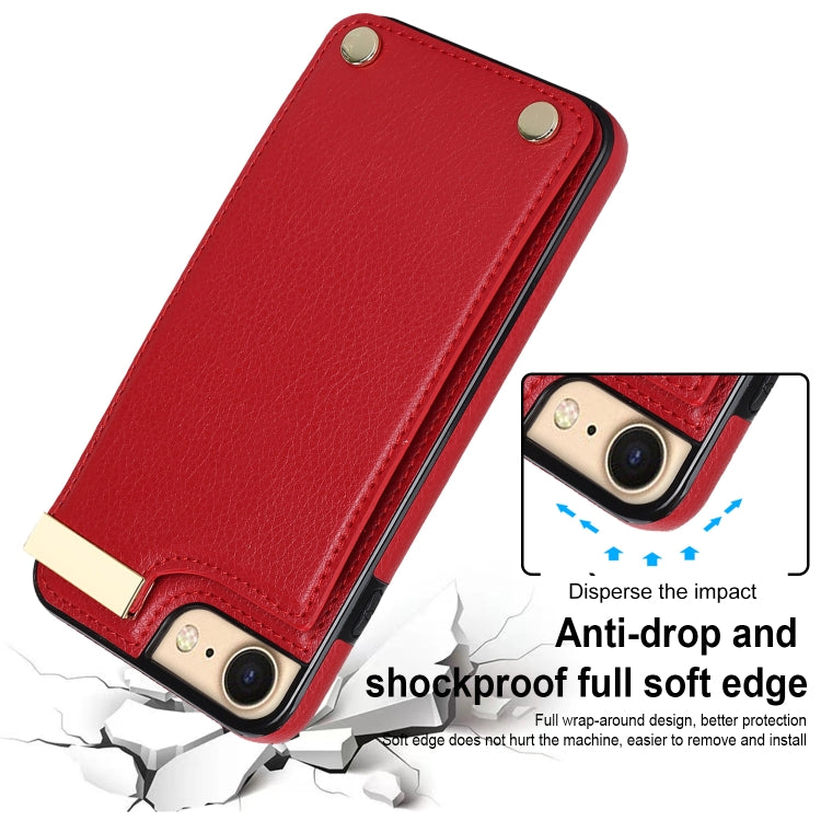 For iPhone SE 2022 / 2020 / 8 / 7 Metal Buckle Card Slots Phone Case(Red) - iPhone SE 2022 / 2020 / 8 / 7 Cases by buy2fix | Online Shopping UK | buy2fix