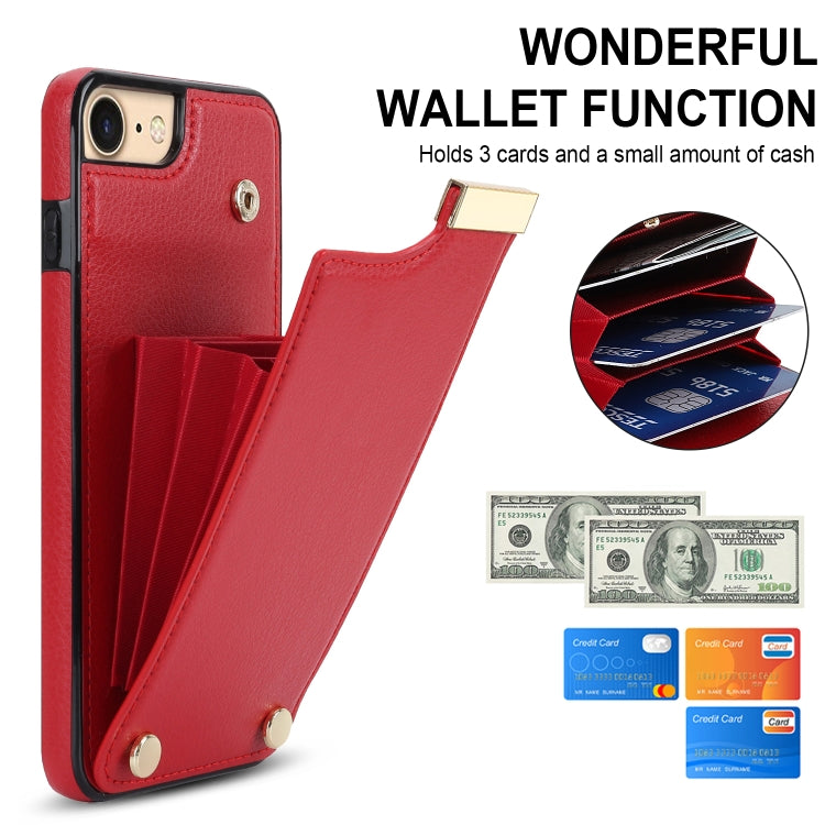 For iPhone SE 2022 / 2020 / 8 / 7 Metal Buckle Card Slots Phone Case(Red) - iPhone SE 2022 / 2020 / 8 / 7 Cases by buy2fix | Online Shopping UK | buy2fix