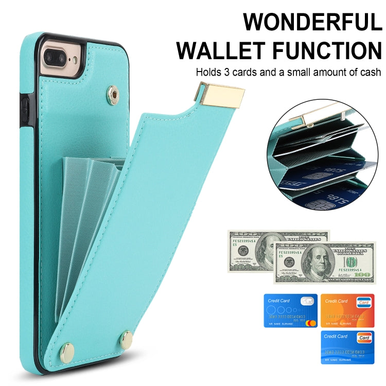 For iPhone 8 Plus / 7 Plus Metal Buckle Card Slots Phone Case(Green) - More iPhone Cases by buy2fix | Online Shopping UK | buy2fix