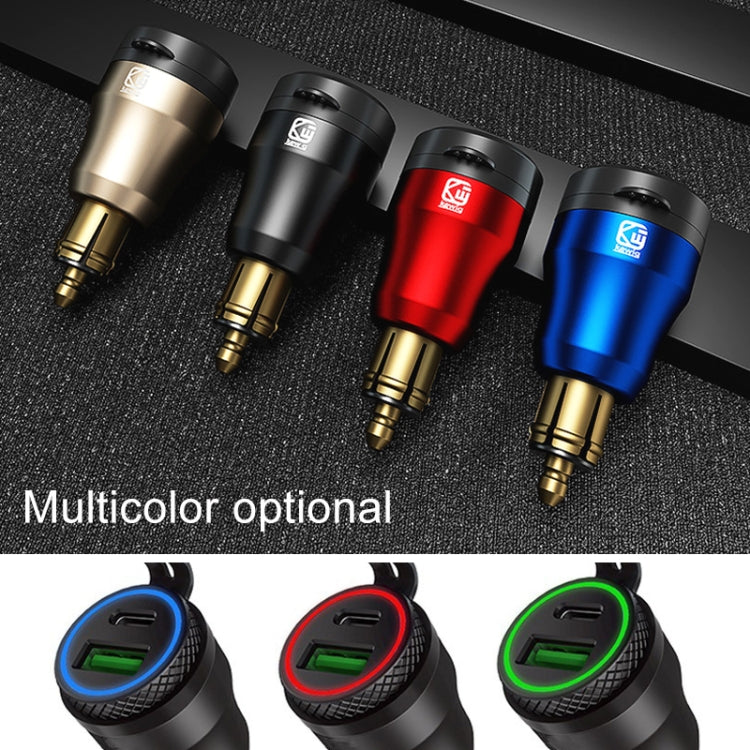 Motorcycle European-style Small-caliber Aluminum Alloy QC 3.0 + PD Fast Charge USB Charger, Shell Color:Red(Red Light) - In Car by buy2fix | Online Shopping UK | buy2fix
